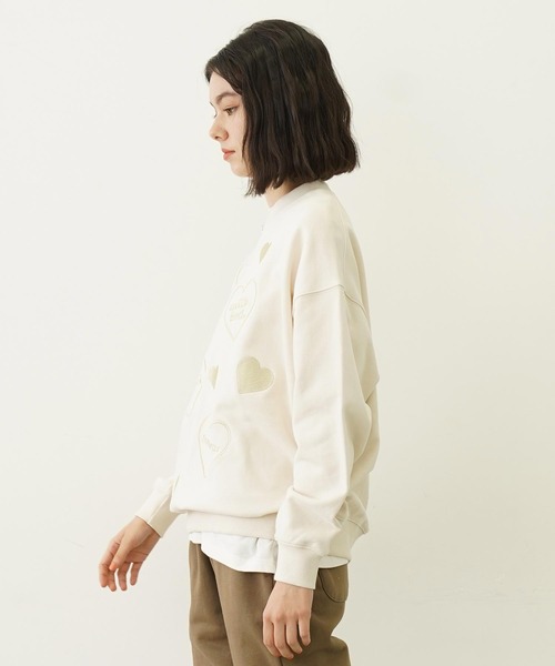 MILKFED. トレーナー スウェット HEARTS EMBROIDERY SWEAT TOP