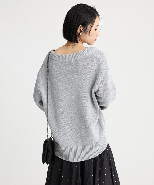 BABYLONE ニット セーター コットンリネンVネックプルオーバー
