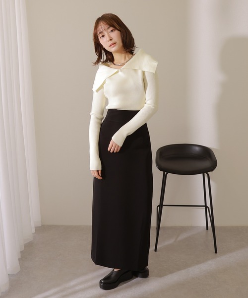 ニット セーター off shoulder lib knit pullover /オフショルダー