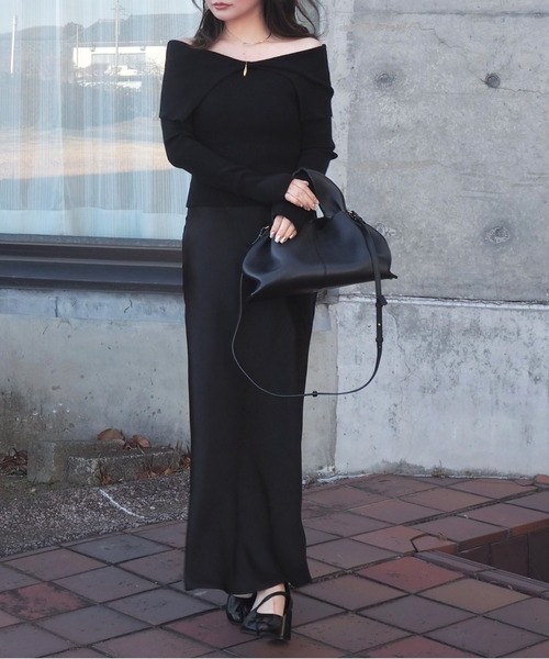 ニット セーター off shoulder lib knit pullover /オフショルダー