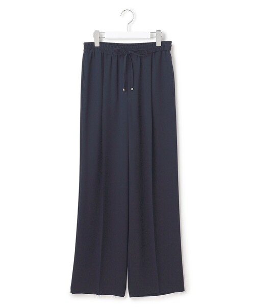 uvカット パンツ ストレッチジョーゼット ワイド パンツ レディースの画像