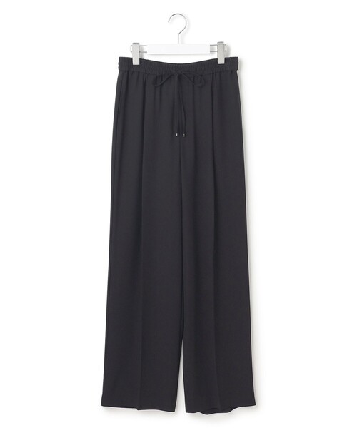 uvカット パンツ ストレッチジョーゼット ワイド パンツ レディースの画像