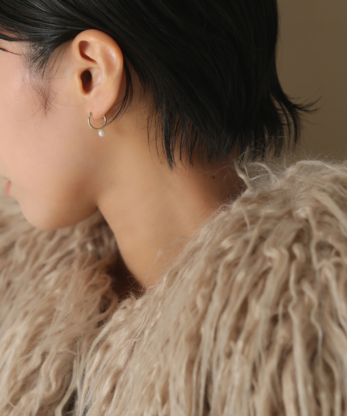 lilas パール付フープピアス Lilas ピアス 「WEB限定」パールフープピアスM K10（両耳