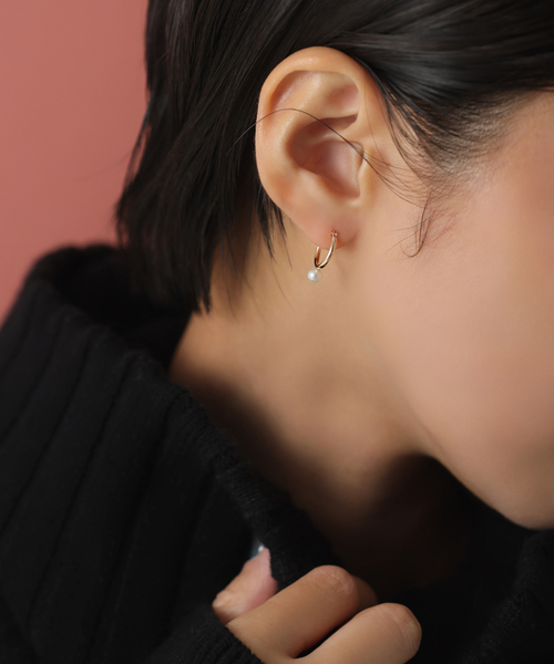 lilas パール付フープピアス lilas パール付フープピアス
