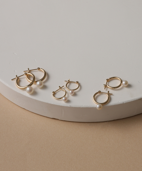 lilas パール付フープピアス Lilas ピアス 「WEB限定」パールフープピアスM K10（両耳