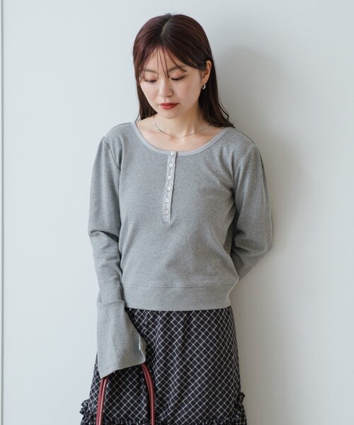 tシャツ 「新色追加/4色展開」ヘンリーリブプルオーバー レディース