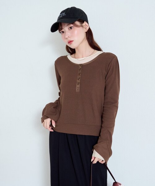 Kastane（カスタネ） tシャツ 「新色追加/5色展開」ヘンリーリブプル