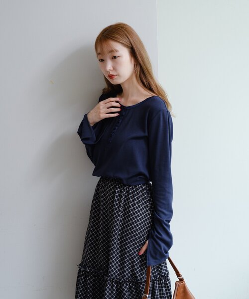 Kastane（カスタネ） tシャツ 「新色追加/5色展開」ヘンリーリブプル