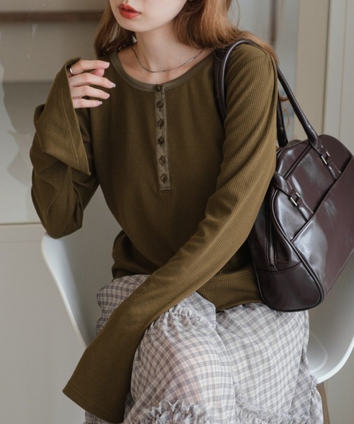 Kastane（カスタネ） tシャツ 「新色追加/5色展開」ヘンリーリブプル