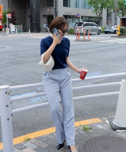 パンツ awgjmpa BLUE×PALANG スラックス パンツ TUCK LONG PANTS レディース