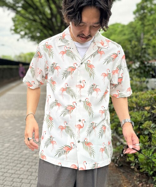 Bahama 冷感通気速乾◎ココナッツポイントシャツ NOLLEY'S シャツ 「DotAir/ドットエア」「吸水速乾」総柄シャツ