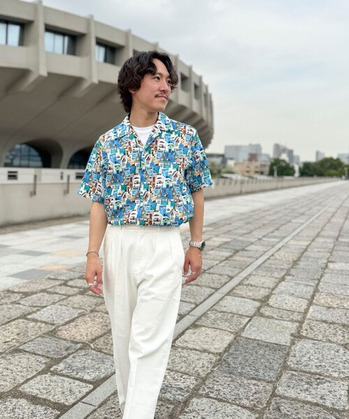  Bahama 冷感通気速乾◎ココナッツポイントシャツ NOLLEY'S シャツ 「DotAir/ドットエア」「吸水速乾」総柄シャツ