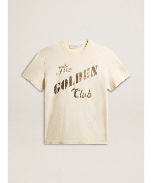 tシャツ Tシャツ メンズ コットン（ユーズドホワイト） ゴールドプリント メンズ