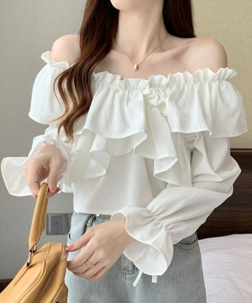 SEU ブラウス シャツ ペプラムトップス オフィスカジュアル オフショル