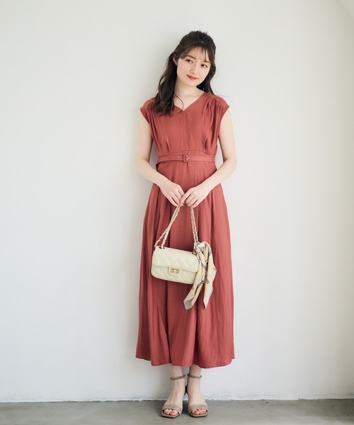 v twelve ワンピース SALE】割繊デシンVネックロングワンピース - 12Twelve Agenda