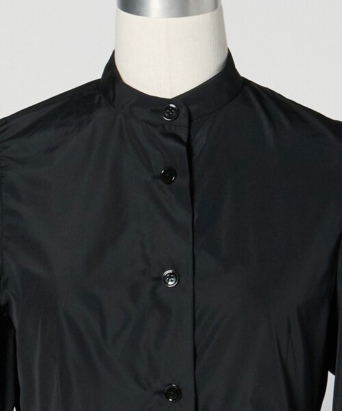 ロエフ LOEFF グロッシー タフタ パフスリーブ ブラウス バンドカラーシャツ 黒 /MI ■OS ■SH レディース LOEFF ブラウス シャツ 「LOEFF」グロッシー タフタ