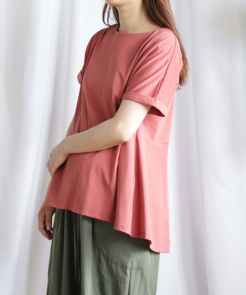 tシャツ うしろZIP切替プルオーバー レディース