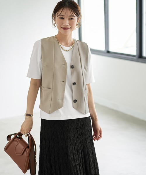ベスト ジレ 「LUXE」スタイリッシュベストトップス レディース