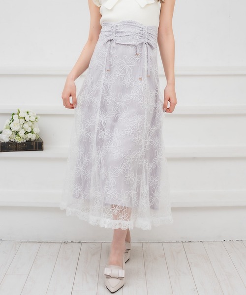 クチュールバイロジータ スカート フラワー刺繍レーシースカート