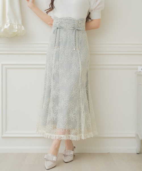 クチュールバイロジータ スカート フラワー刺繍レーシースカート