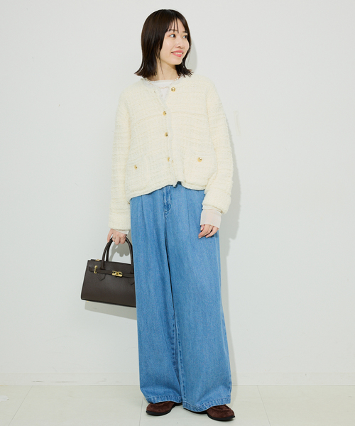 SLOBE IENA tシャツ レイヤードフロッキードットスリーブロンTEE
