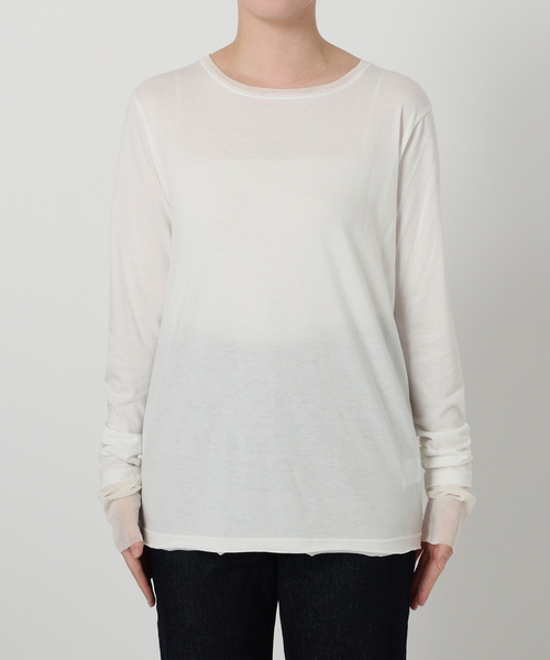 SLOBE IENA tシャツ レイヤードフロッキードットスリーブロンTEE