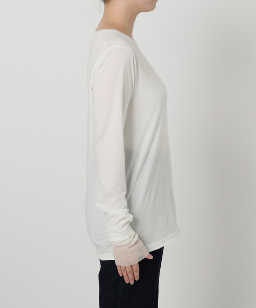 SLOBE IENA tシャツ レイヤードフロッキードットスリーブロンTEE