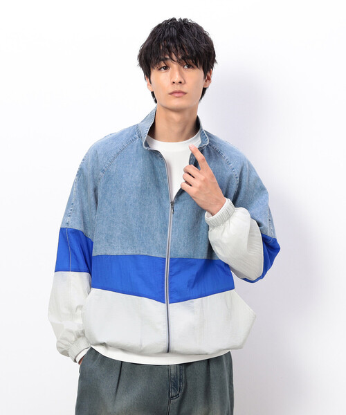 パープル＆イエロー（Purple & Yellow）/ライトオンスデニム×シアーナイロン切替ブルゾン Purple&Yellow（パープルアンドイエロー） ブルゾン アウター ライト