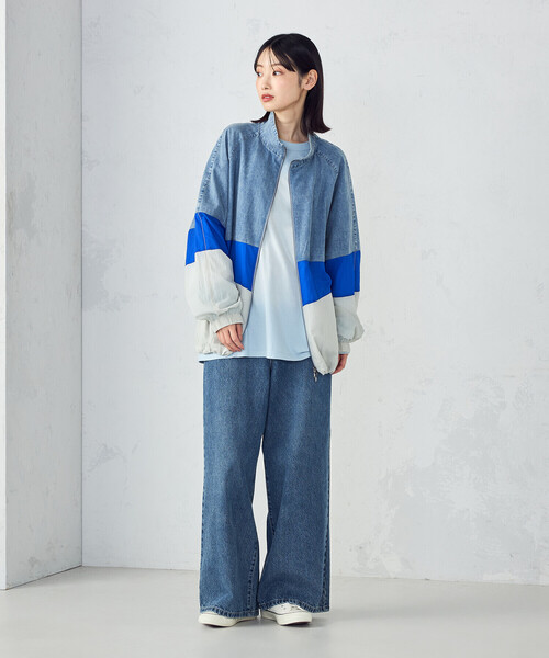 パープル＆イエロー（Purple & Yellow）/ライトオンスデニム×シアーナイロン切替ブルゾン Purple&Yellow（パープルアンドイエロー） ブルゾン アウター ライト