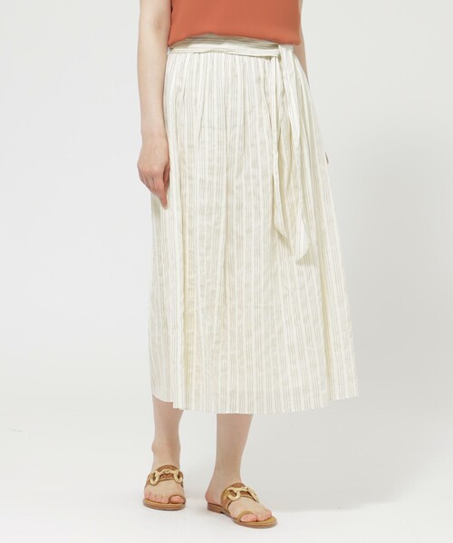 グリーンスカート ホワイトストライプ PAUL STUART（ポールスチュアート） スカート ランダムストライプ