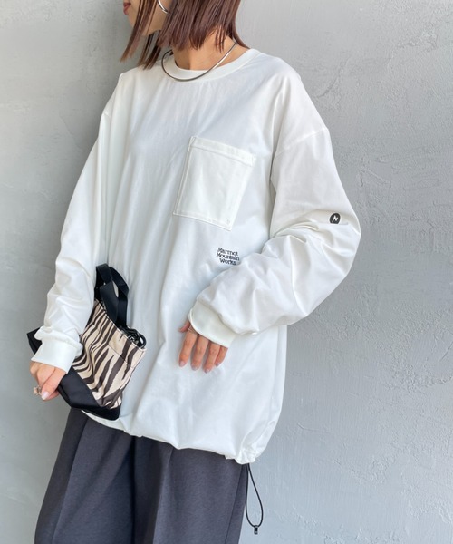 Marmot（マーモット） tシャツ 別注 ドローコード付き ワンポイント