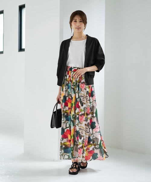 STYLE DELI スカート 「LUXE」リゾートフラワー柄フレアスカート
