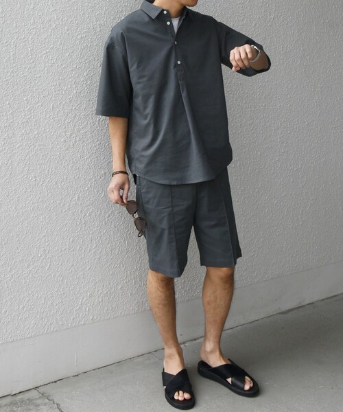 「SHIPS any」 半袖シャツ X-LARGE チャコールグレー メンズ_画像3