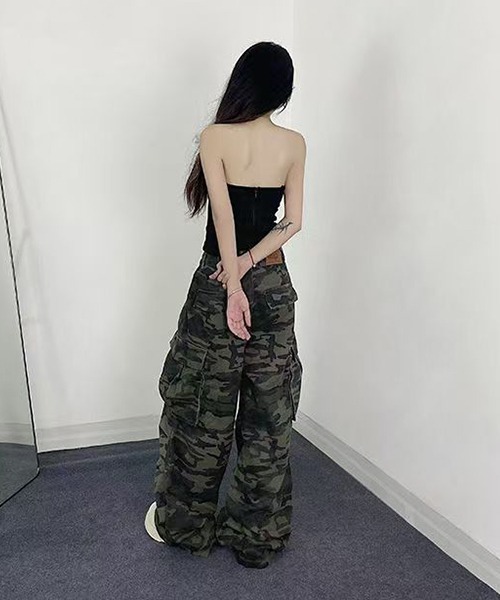 ALMO ワイドパンツ カーゴパンツ 迷彩ルーズカーゴパンツ/レディース