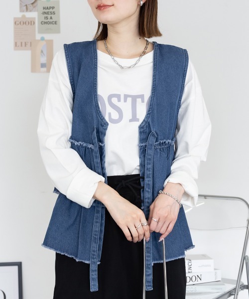 RCD ベスト ジレ フリルティアードデニムベスト レディース : ZOZOTOWN