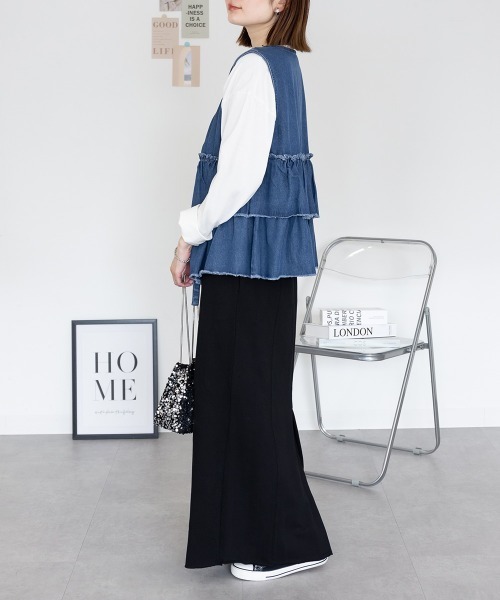 RCD ベスト ジレ フリルティアードデニムベスト レディース : ZOZOTOWN