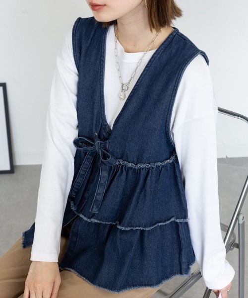 RCD ベスト ジレ フリルティアードデニムベスト レディース : ZOZOTOWN