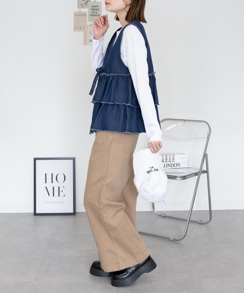RCD ベスト ジレ フリルティアードデニムベスト レディース : ZOZOTOWN