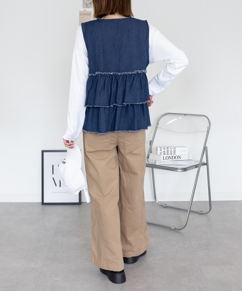 RCD ベスト ジレ フリルティアードデニムベスト レディース : ZOZOTOWN