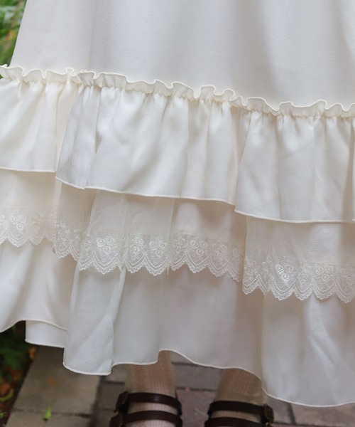 axes femme（アクシーズ ファム） ワンピース ジャボブローチ付ロング