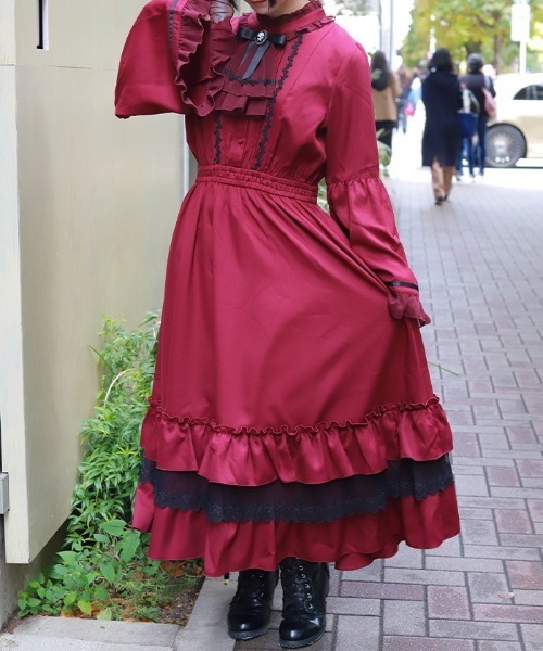 axes femme（アクシーズ ファム） ワンピース ジャボブローチ付ロング