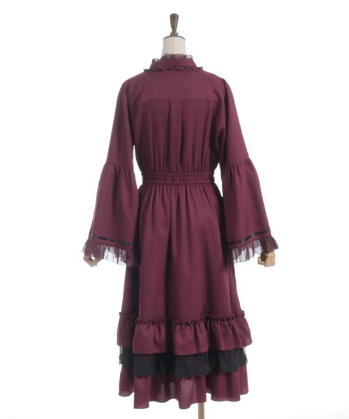 axes femme ジャボブローチ付 ワンピース ゴスロリ 姫袖 アクシーズ axes femme（アクシーズ ファム） ワンピース ジャボブローチ付ロング