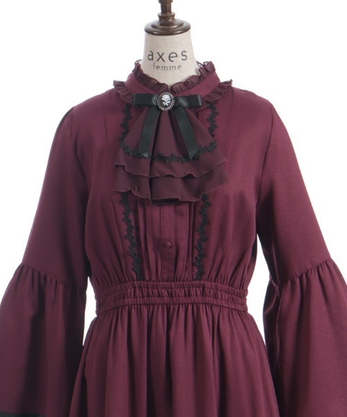 axes femme（アクシーズ ファム） ワンピース ジャボブローチ付ロング