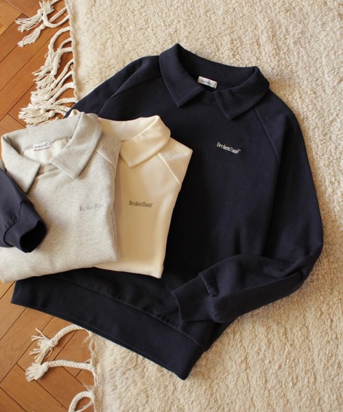 「BROKEN BASE」 スウェットカットソー MEDIUM ネイビー メンズ_画像3