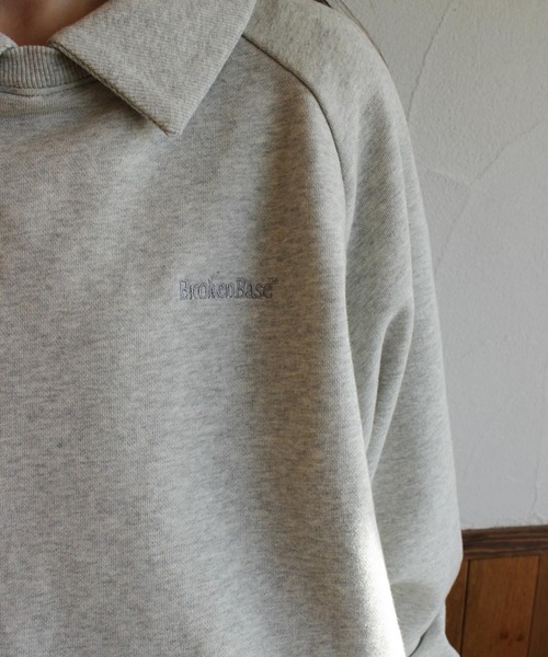 「BROKEN BASE」 スウェットカットソー MEDIUM ネイビー メンズ_画像5