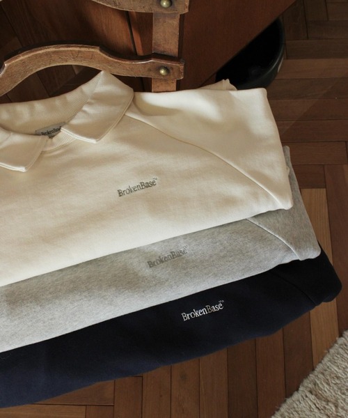 「BROKEN BASE」 スウェットカットソー MEDIUM ネイビー メンズ_画像6