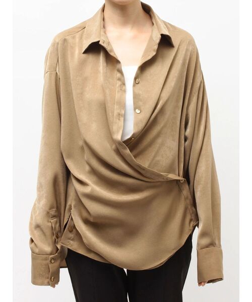 ELENDEEK（エレンディーク） ブラウス シャツ サテンカシュクール