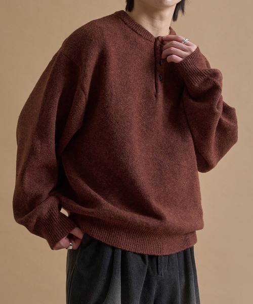 epnok セーター ニット ヘンリーネックルーズニット メンズ レディース