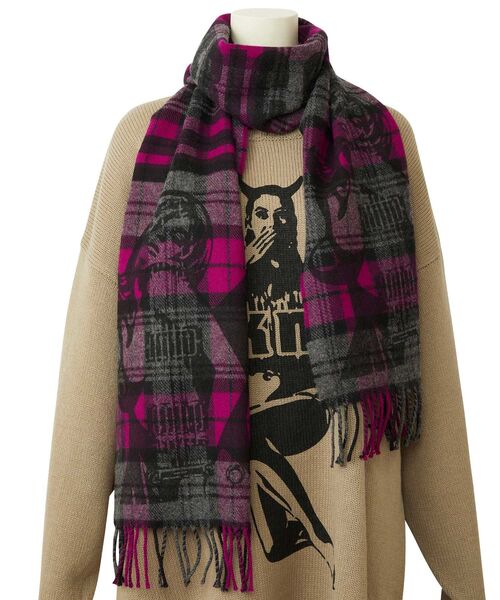 ヒステリックグラマー　マフラー HYSTERIC GLAMOUR（ヒステリックグラマー） マフラー FREE レッド系