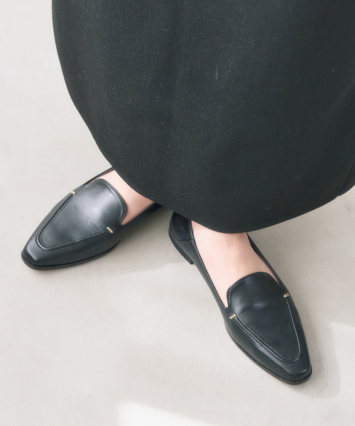 バレエシューズ パンプス 「追加」スクエアステッチソフトローファーの画像